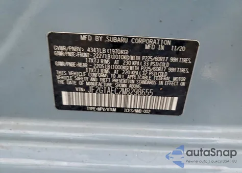 2021 Subaru Crosstrek Premium from USA, damaged, VIN JF2GTAEC2M8298655